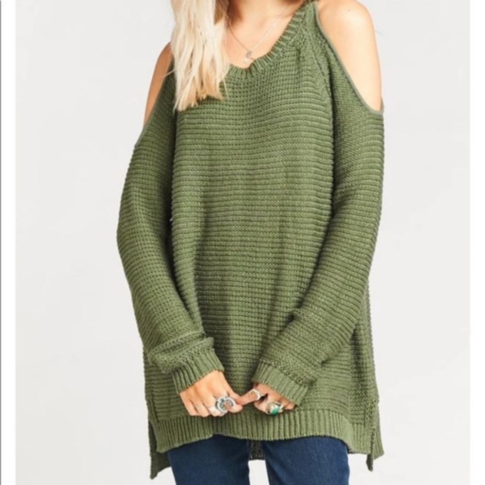 SMYM 🫒 Olive cold shoulder sweater size small